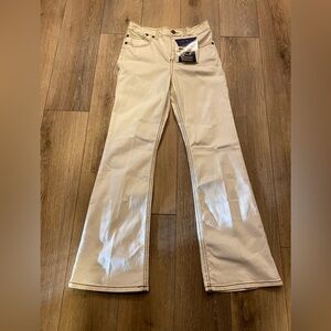 NWT CACHE Womens Contour Collection White Flare Jeans SZ 10 Contrast Stitch Y2